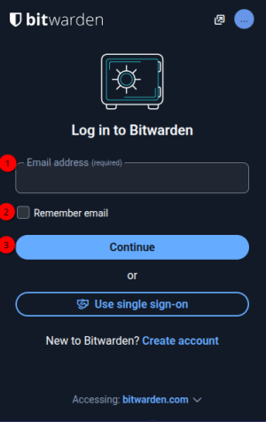 Anmeldeseite in einer Bitwarden App