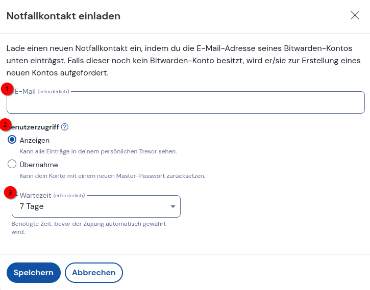 Notfallkontakt hinzufügen